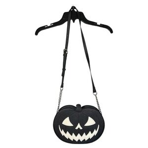 Fine By Me Black Pumpkin Crossbody Bag with Glow in the Dark Face